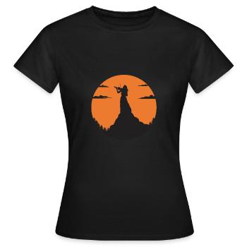 Violin violin violin player mountain woman - Women's T-Shirt - black - Front - AI Model Female 172 dark (172cm)