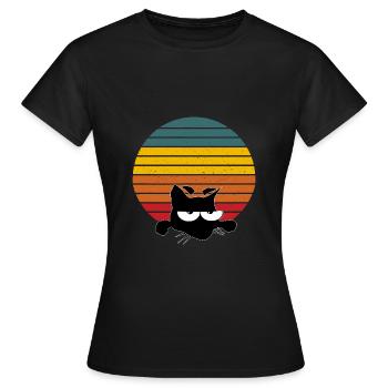 VINTAGE CAT RETRO KATZE - Frauen T-Shirt - Schwarz - Vorne - AI Model Female 172 dark (172cm)