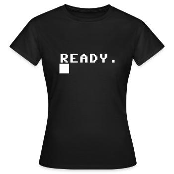 C64 ready - weiss - Frauen T-Shirt - Schwarz - Vorne - AI Model Female 172 dark (172cm)