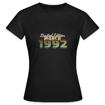 33. Geburtstag Limited Edition (SCR) 03/1992 - Frauen T-Shirt - Schwarz - Vorne - AI Model Female 172 dark (172cm)