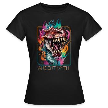 Drachenkopf: Eine Hommage an alte Mythen - Frauen T-Shirt - Schwarz - Vorne - AI Model Female 172 dark (172cm)