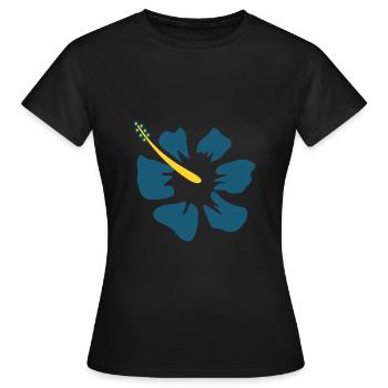 Hibiscus. blue hibiscus flower - Women's T-Shirt - black - Front - AI Model Female 172 dark (172cm)