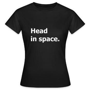 Kopf im Weltraum. Für Träumer und Nachdenkliche. - Frauen T-Shirt - Schwarz - Vorne - AI Model Female 172 dark (172cm)