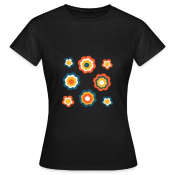 70er Jahre Blume Muster - Frauen T-Shirt - Schwarz - Vorne - AI Model Female 172 dark (172cm)