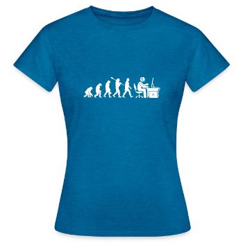 Gaming Gamer Evolution Geschenk - Frauen T-Shirt - Antikblaues Saphir meliert - Vorne - AI Model Female 172 dark (172cm)