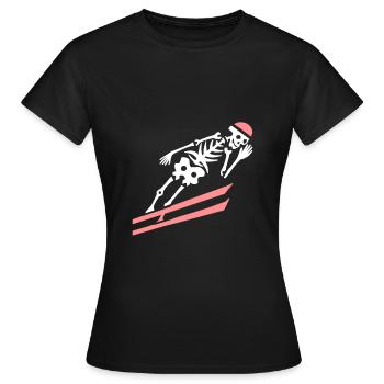 Skelett Skispringer zweifarbig - Frauen T-Shirt - Schwarz - Vorne - AI Model Female 172 dark (172cm)
