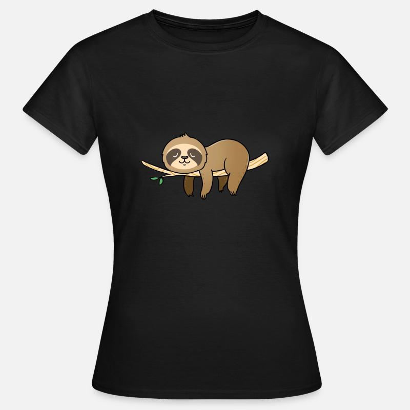 Sloth sleeps on a branch - Women's T-Shirt - black