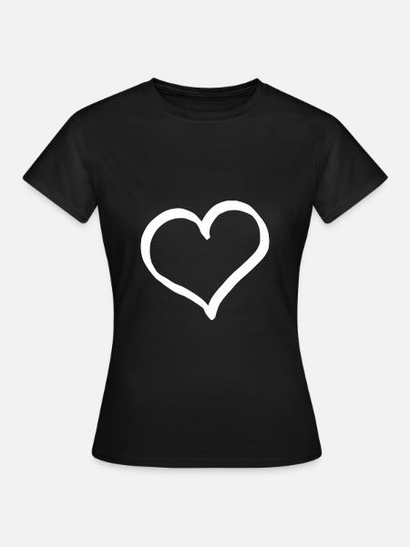 Weißes Herz Valentinstag - Frauen T-Shirt - Schwarz