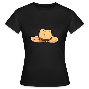 Chapeau de paille - T-shirt Femme - noir - Devant - AI Model Female 172 dark (172cm)