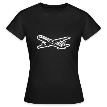 Flugzeug Pilot Flugplatz Flugsport - Frauen T-Shirt - Schwarz - Vorne - AI Model Female 172 dark (172cm)