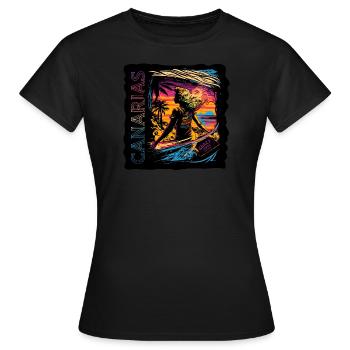 ÎLES CANARIES ANIMÉES - T-shirt Femme - noir - Devant - AI Model Female 172 dark (172cm)