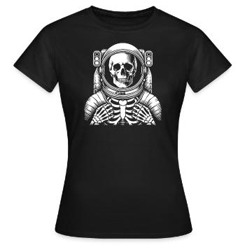 Skelett als Astronaut im Kosmos - Frauen T-Shirt - Schwarz - Vorne - AI Model Female 172 dark (172cm)