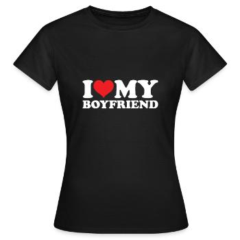 J'aime Mon Copain Cadeau Saint Valentin Couple - T-shirt Femme - noir - Devant - AI Model Female 172 dark (172cm)