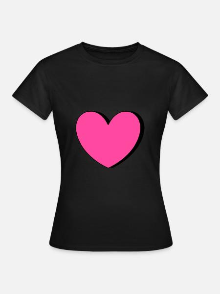 Valentinstag Rosa Herz, Valentinstag Geschenk - Frauen T-Shirt - Schwarz