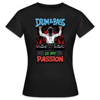 Drum & Bass ist meine Leidenschaft - Frauen T-Shirt - Schwarz - Vorne - AI Model Female 172 dark (172cm)