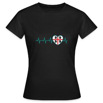 Pulse Heart Gift Sardinia Sardegna Italy - Women's T-Shirt - black - Front - AI Model Female 172 dark (172cm)