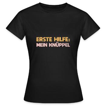 Erste Hilfe: Mein Knüppel - Frauen T-Shirt - Schwarz - Vorne - AI Model Female 172 dark (172cm)