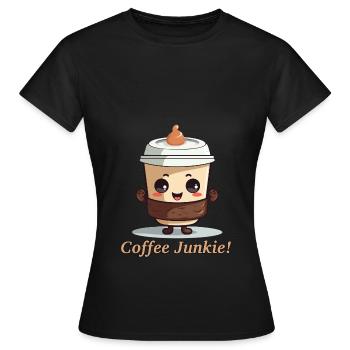café junkie matin grincheux café accro bureau - T-shirt Femme - noir - Devant - AI Model Female 172 dark (172cm)