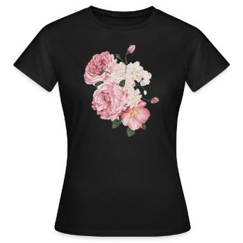 Roses roses - T-shirt Femme - noir - Devant - AI Model Female 172 dark (172cm)