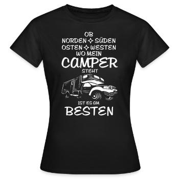 Ob Norden Süden Osten Westen wo mein Camper - Frauen T-Shirt - Schwarz - Vorne - AI Model Female 172 dark (172cm)