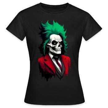 Crâne aux cheveux verts et costume rouge - T-shirt Femme - noir - Devant - AI Model Female 172 dark (172cm)