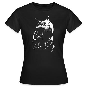 British Shorthair Cat Gift - Cat Vibes Only - T-shirt Femme - noir - Devant - AI Model Female 172 dark (172cm)