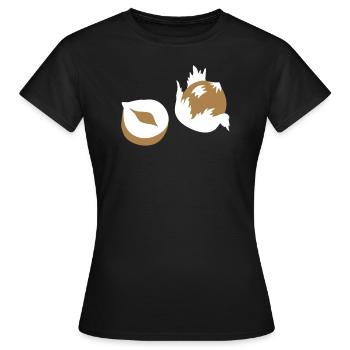 Nuss - Nuesse - Nüsse - 2C - Frauen T-Shirt - Schwarz - Vorne - AI Model Female 172 dark (172cm)
