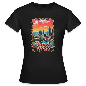 Buenos Aires Skyline – Argentine Cityscape - Women's T-Shirt - black - Front - AI Model Female 172 dark (172cm)