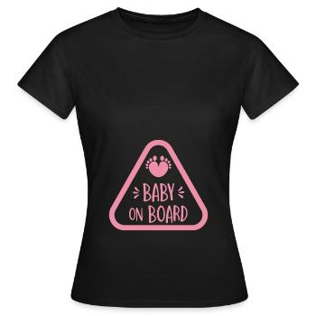 BABY AN BOARD - pink girl - Frauen T-Shirt - Schwarz - Vorne - AI Model Female 172 dark (172cm)