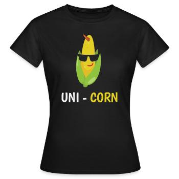 Funny Sweet Corn Uni-Corn Maiz Gift Idea - Women's T-Shirt - black - Front - AI Model Female 172 dark (172cm)