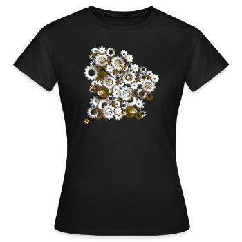 Steampunk Zahnräder - Frauen T-Shirt - Schwarz - Vorne - AI Model Female 172 dark (172cm)