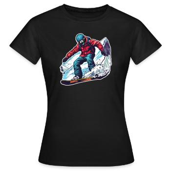 Snowboarder Piste Schnee - Frauen T-Shirt - Schwarz - Vorne - AI Model Female 172 dark (172cm)