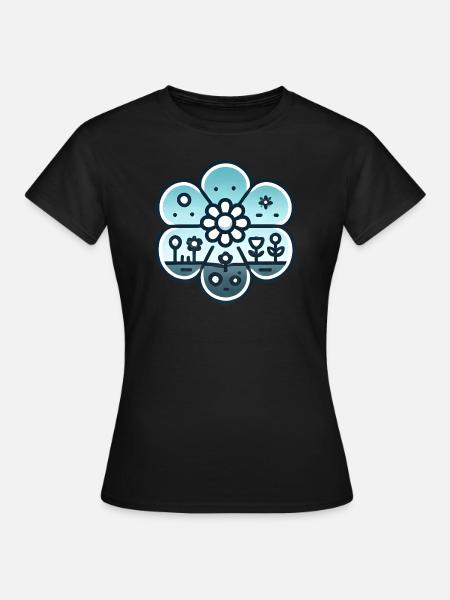 Blumenwiese blaugrün - Frauen T-Shirt - Schwarz