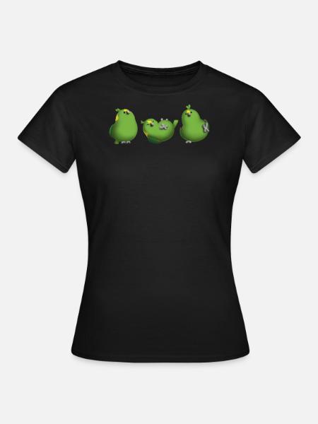 3 Cute Yellow Naped Amazon Parrots, Clay Look - Women's T-Shirt - black