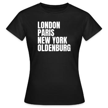 Oldenburg Weltstadt - Frauen T-Shirt - Schwarz - Vorne - AI Model Female 172 dark (172cm)
