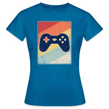 Jeux rétro - jeux - T-shirt Femme - bleu saphir antique chiné - Devant - AI Model Female 172 dark (172cm)