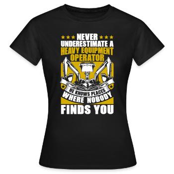 Opérateur d'excavatrice Opérateur d'excavatrice Opérateur d'équipement de construction Excavatrice - T-shirt Femme - noir - Devant - AI Model Female 172 dark (172cm)