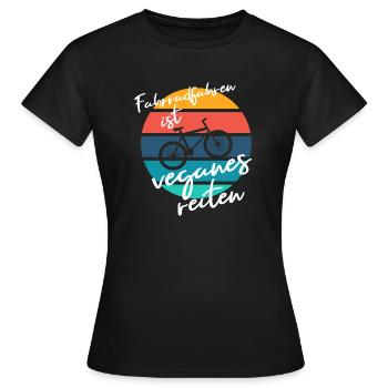 Fahrrad Vegan Reiten Retro - Frauen T-Shirt - Schwarz - Vorne - AI Model Female 172 dark (172cm)