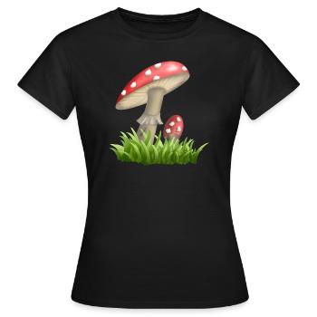 Fliegenpilze - Frauen T-Shirt - Schwarz - Vorne - AI Model Female 172 dark (172cm)