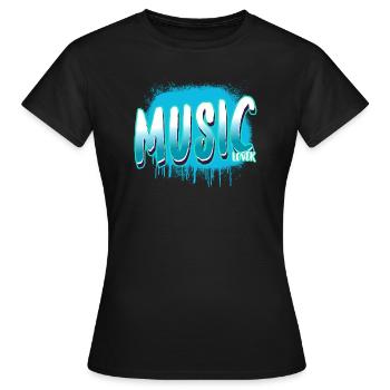 Music lover blue graffiti color paint spray - Women's T-Shirt - black - Front - AI Model Female 172 dark (172cm)