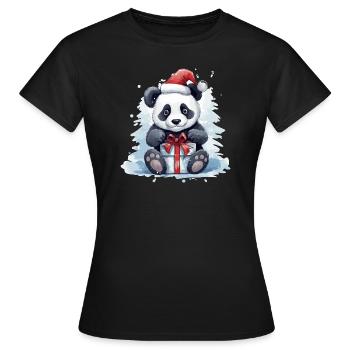 Panda Weihnachten Noël - T-shirt Femme - noir - Devant - AI Model Female 172 dark (172cm)
