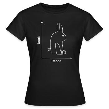Lapin Canard Drôles d’animaux - T-shirt Femme - noir - Devant - AI Model Female 172 dark (172cm)