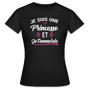Ich bin eine Prinzessin und dich - Frauen T-Shirt - Schwarz - Vorne - AI Model Female 172 dark (172cm)