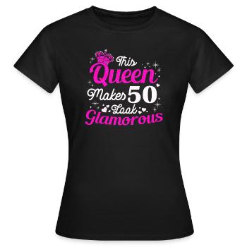 Anniversaire Reine fête ses 50 ans 50 ans Femmes - T-shirt Femme - noir - Devant - AI Model Female 172 dark (172cm)
