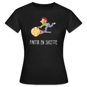 partir en sucette - T-shirt Femme - noir - Devant - AI Model Female 172 dark (172cm)