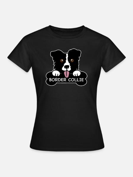 Border Collie und Knochen - Frauen T-Shirt - Schwarz