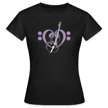 Cœur de clés basses avec contrebasse - T-shirt Femme - noir - Devant - AI Model Female 172 dark (172cm)