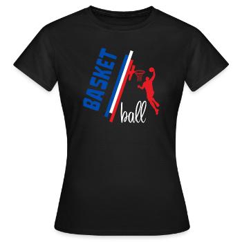 Basketball Bleu Blanc Rouge France - T-shirt Femme - noir - Devant - AI Model Female 172 dark (172cm)