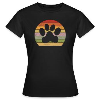 Paw Retro Dog Cat Paw Print - Women's T-Shirt - black - Front - AI Model Female 172 dark (172cm)