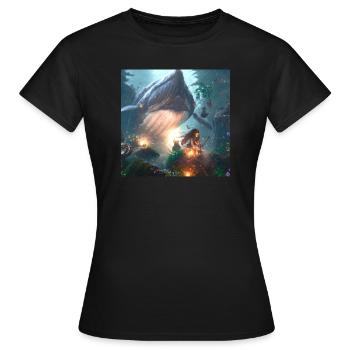Kreatur im magischen Wald - Frauen T-Shirt - Schwarz - Vorne - AI Model Female 172 dark (172cm)